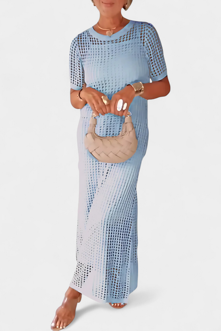 Balbina Dress Two-Piece with Boat Neck and Hollow Details