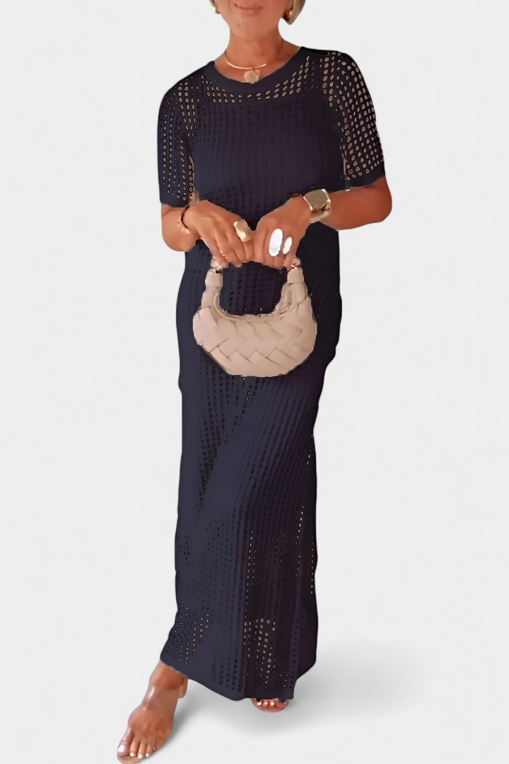 Balbina Dress Two-Piece with Boat Neck and Hollow Details