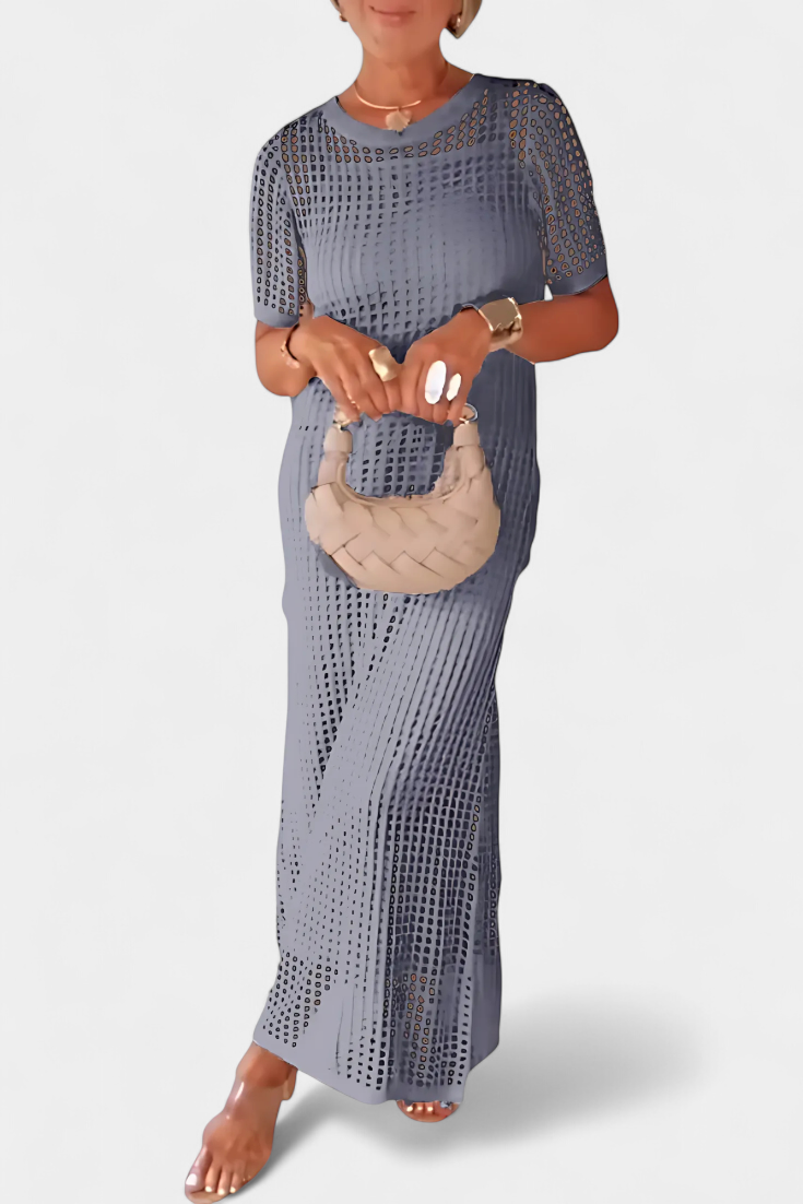 Balbina Dress Two-Piece with Boat Neck and Hollow Details