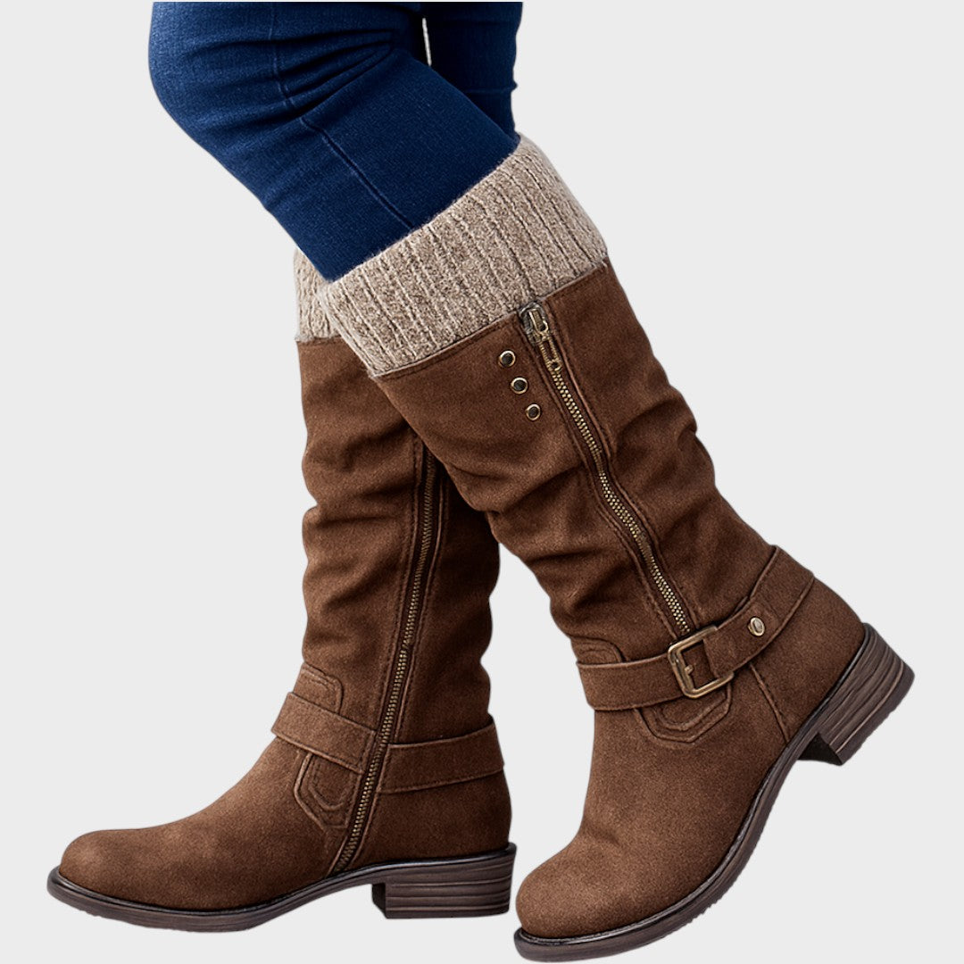 Gloria | Bota de Caña Alta con Detalle de Malla Trenzada