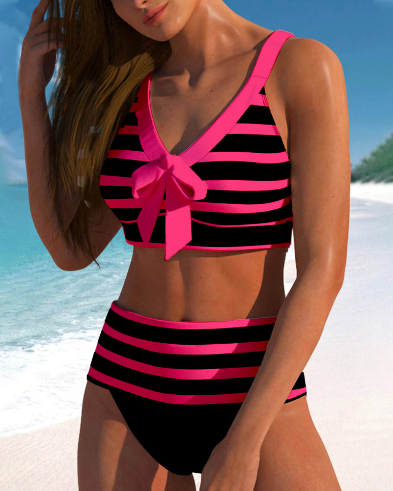 Laluna® | Bikini a Rayas de Cintura Alta