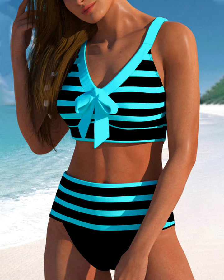 Laluna® | Bikini a Rayas de Cintura Alta
