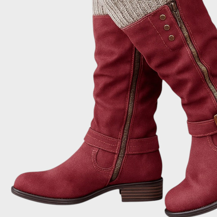 Gloria | Bota de Caña Alta con Detalle de Malla Trenzada