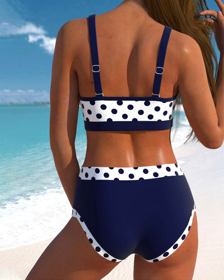 Liesbeth - Bikini de puntos de cintura alta con diseño de patchwork