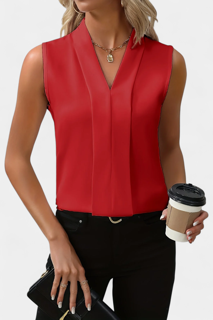 Nelé | Blusa Sin Mangas con Escote en V y Corte Fluido