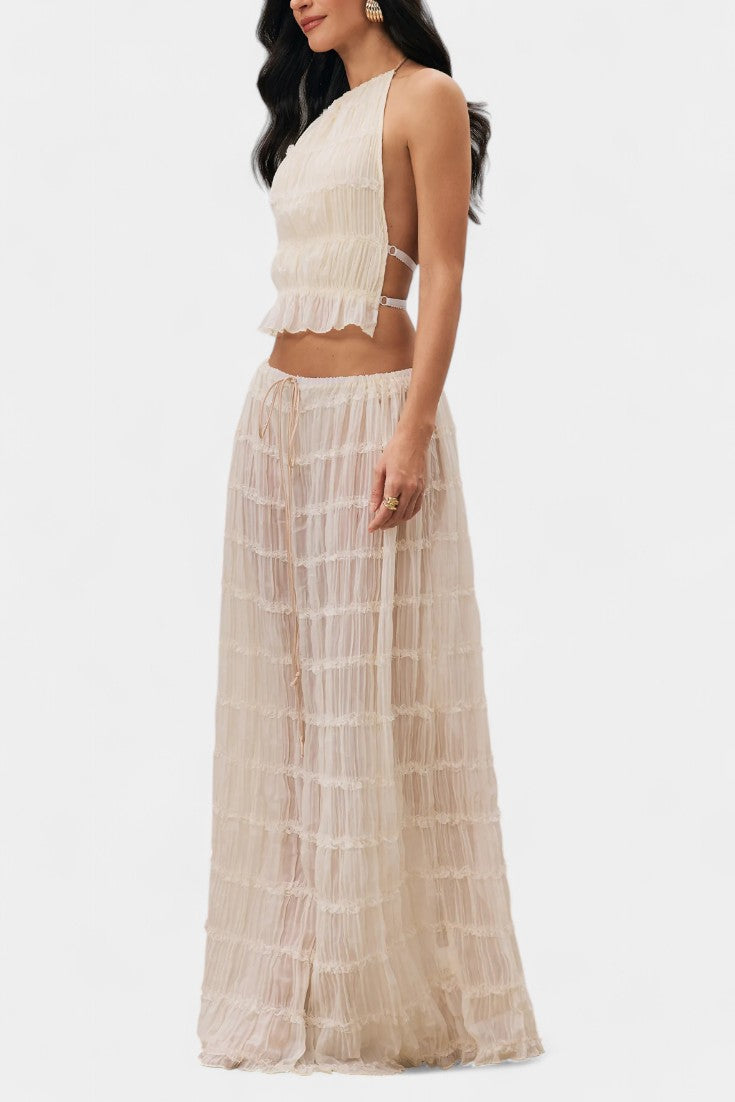 Eugenie Conjunto a Juego con Top Plisado y Falda