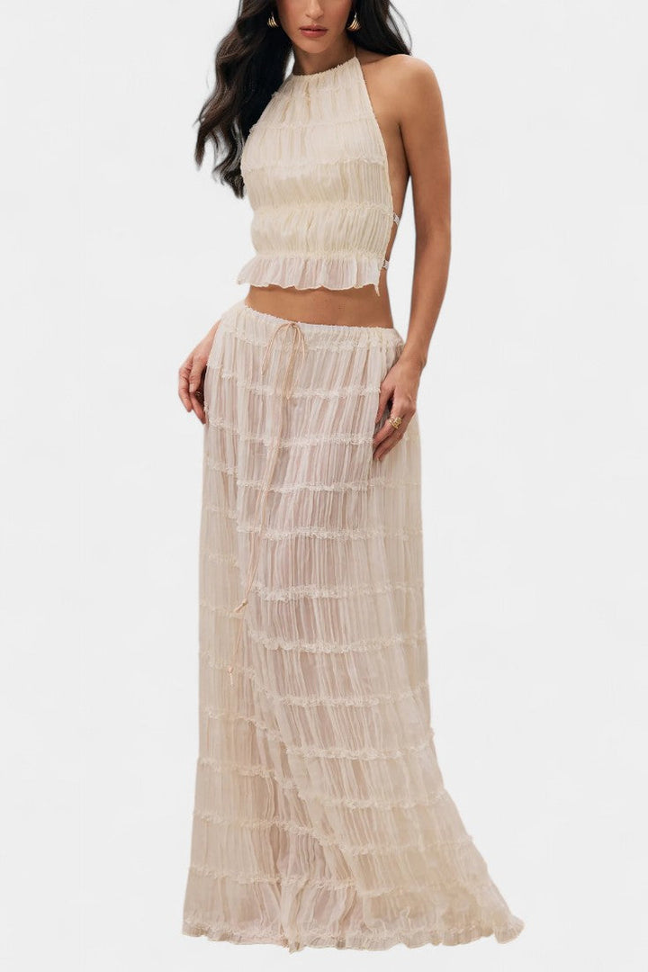 Eugenie Conjunto a Juego con Top Plisado y Falda