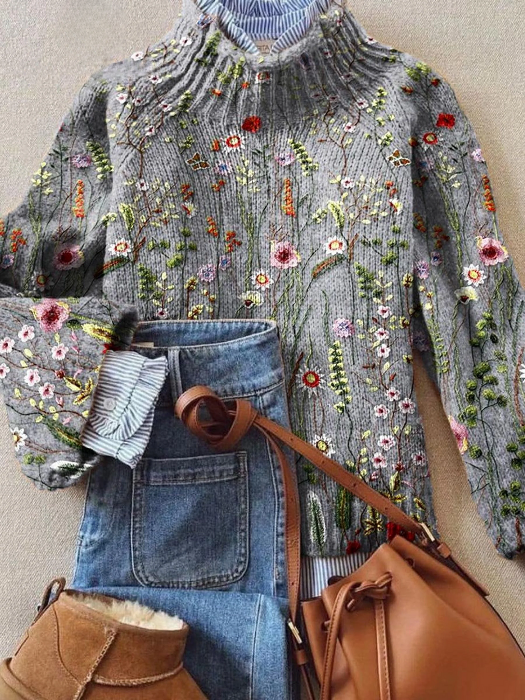 Yvra | Suéter Vintage Clásico con Flores