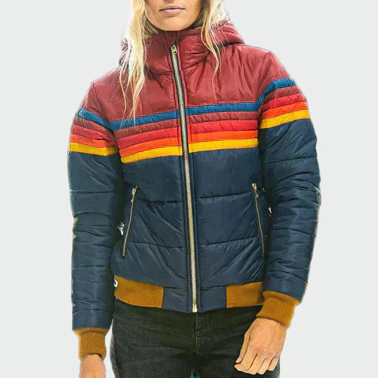 Ines | Chaqueta Retro con Capucha de Piel