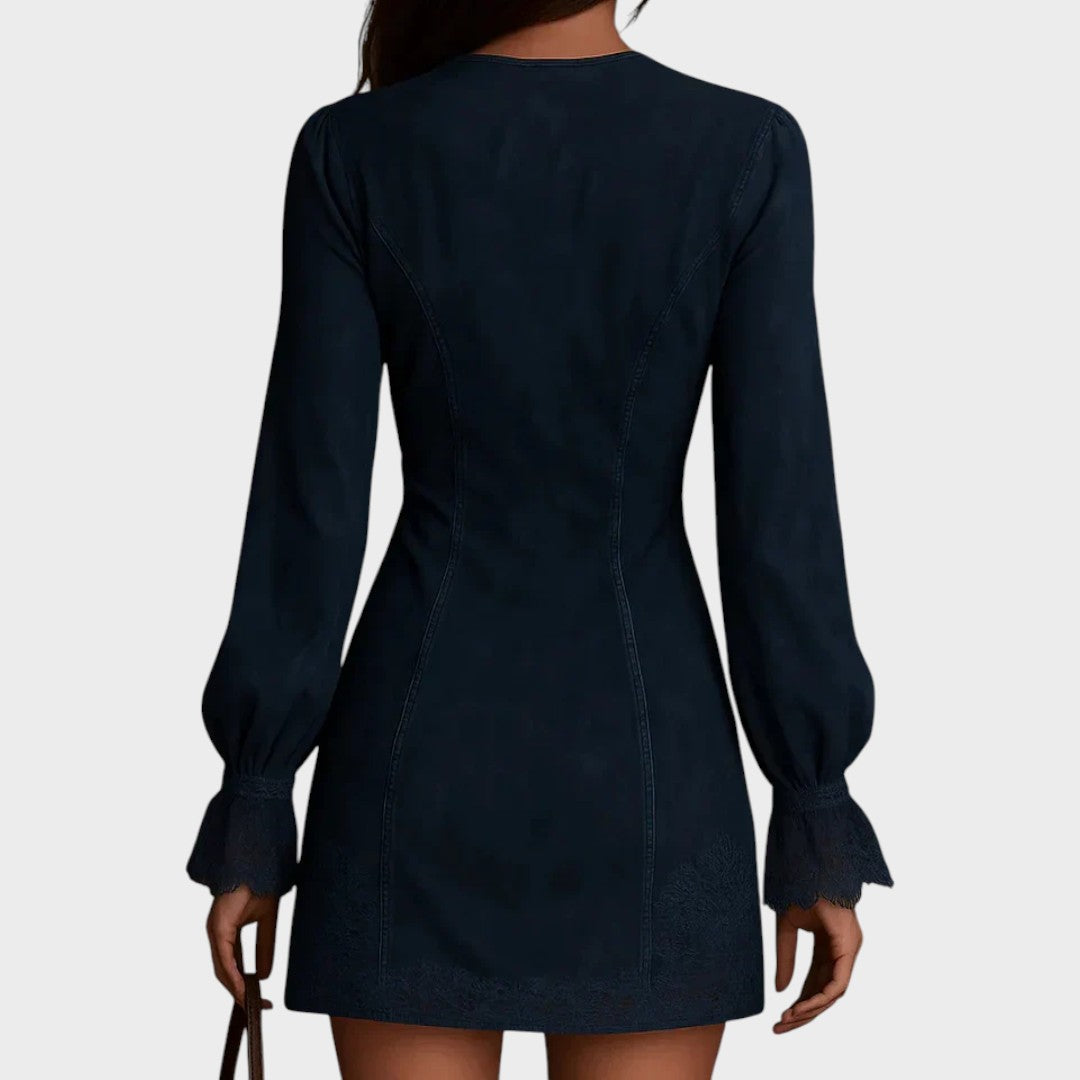 Débora | Mini Vestido de Ante con Encaje