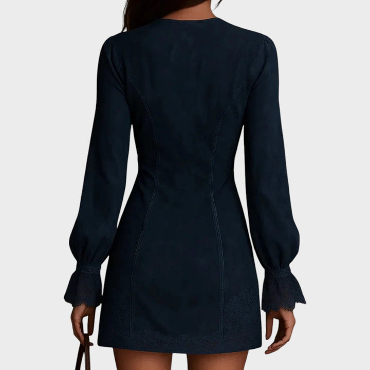 Débora | Mini Vestido de Ante con Encaje