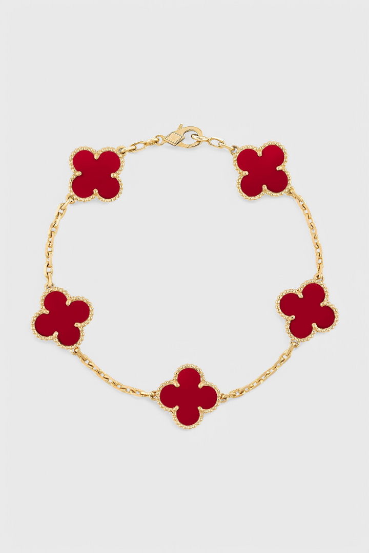 Pulsera con Motivo de Trébol y Elegancia Baño de Oro