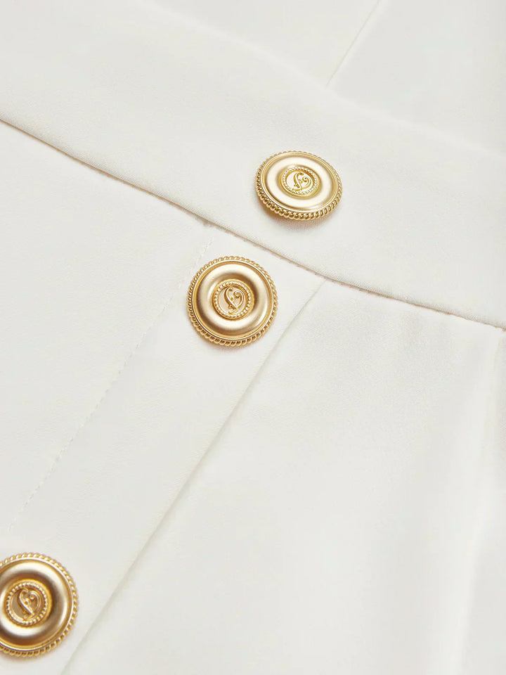 Marlene™ | Vestido Midi Sólido con Abertura de Botón y Escote Redondo