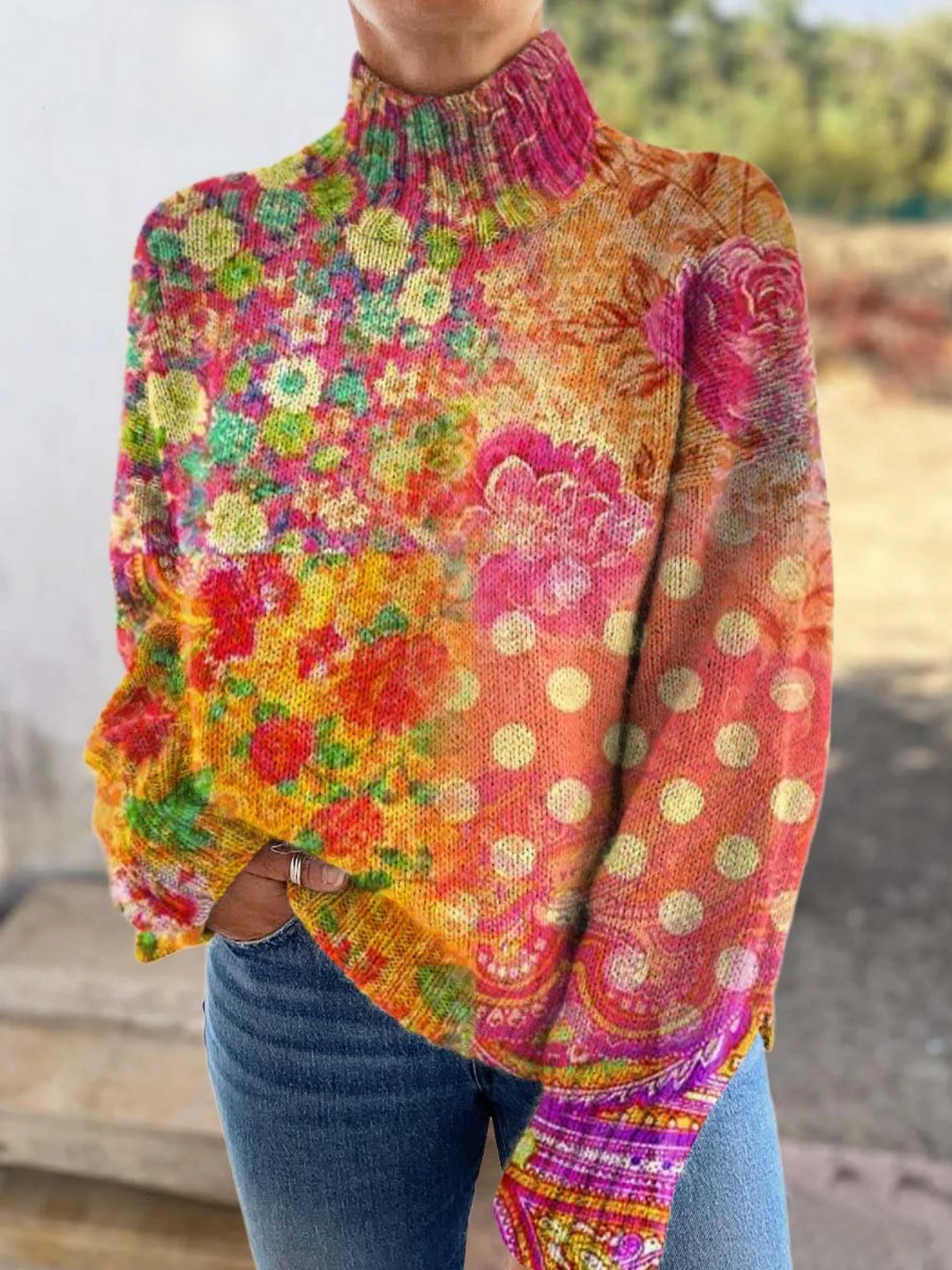 Mirla | Suéter de Punto con Estampado Floral