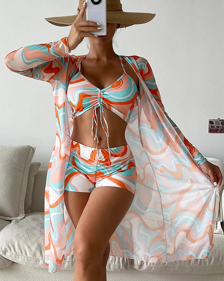 Laluna® | Conjunto de bikini de 3 piezas con estampado