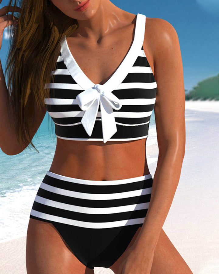 Laluna® | Bikini a Rayas de Cintura Alta