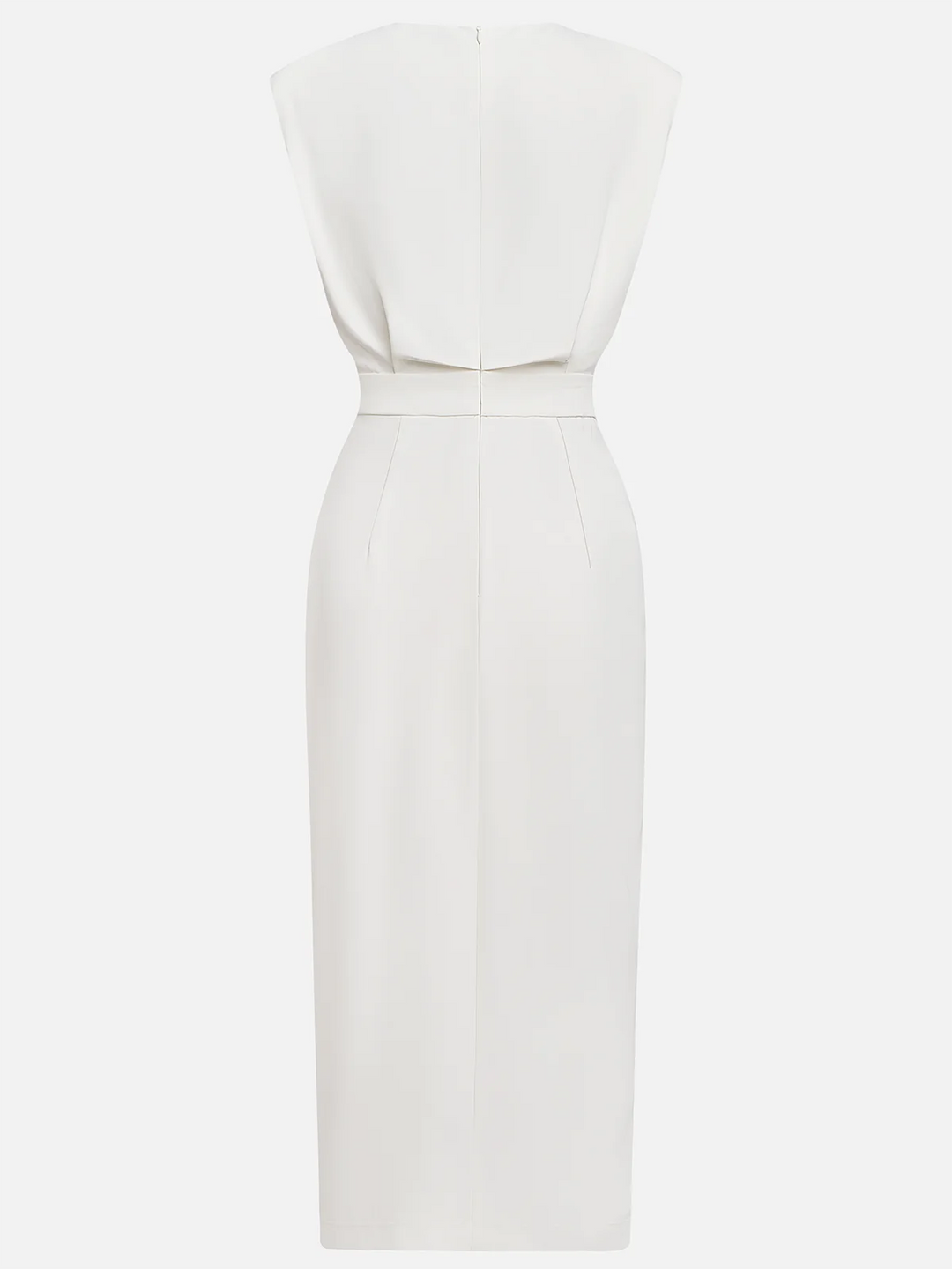 Marlene™ | Vestido Midi Sólido con Abertura de Botón y Escote Redondo