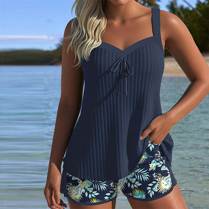 Laluna® | Tankini a Rayas con Pantalón Corto de Playa de Dos Piezas