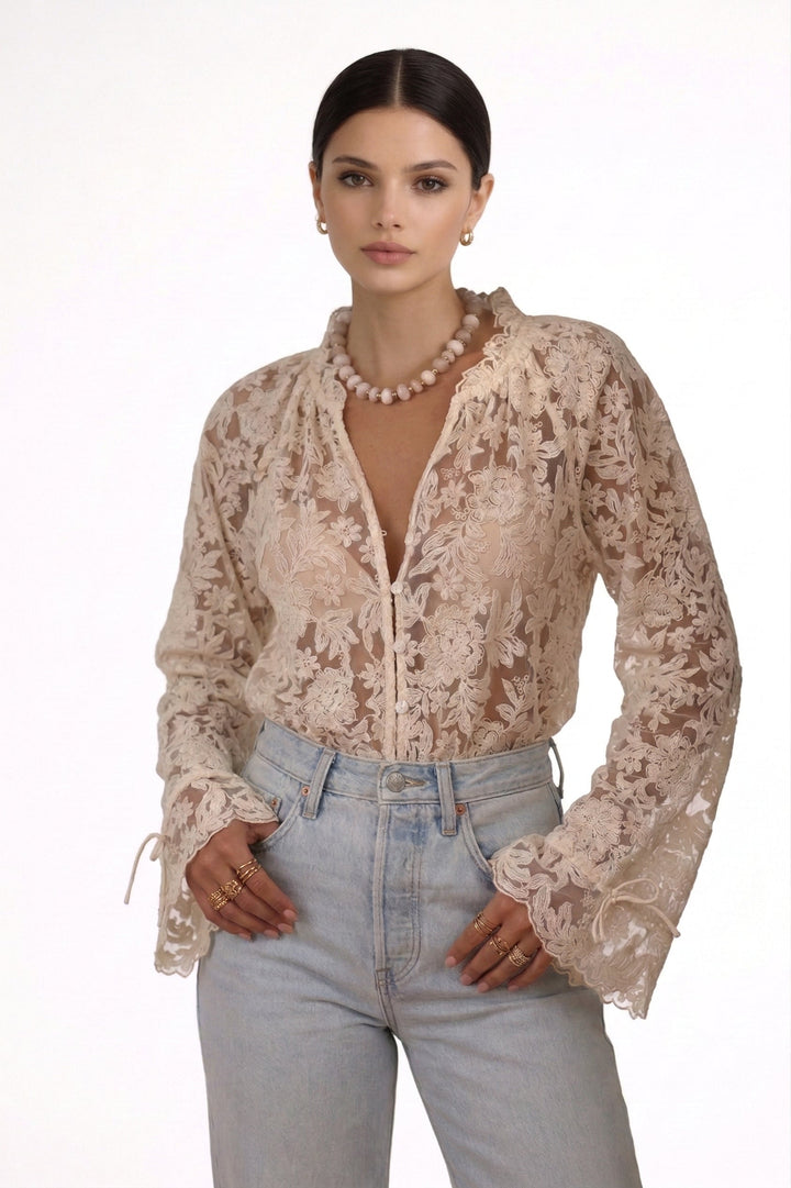 ANTONELLA | BLUSA TRANSPARENTE BORDADA