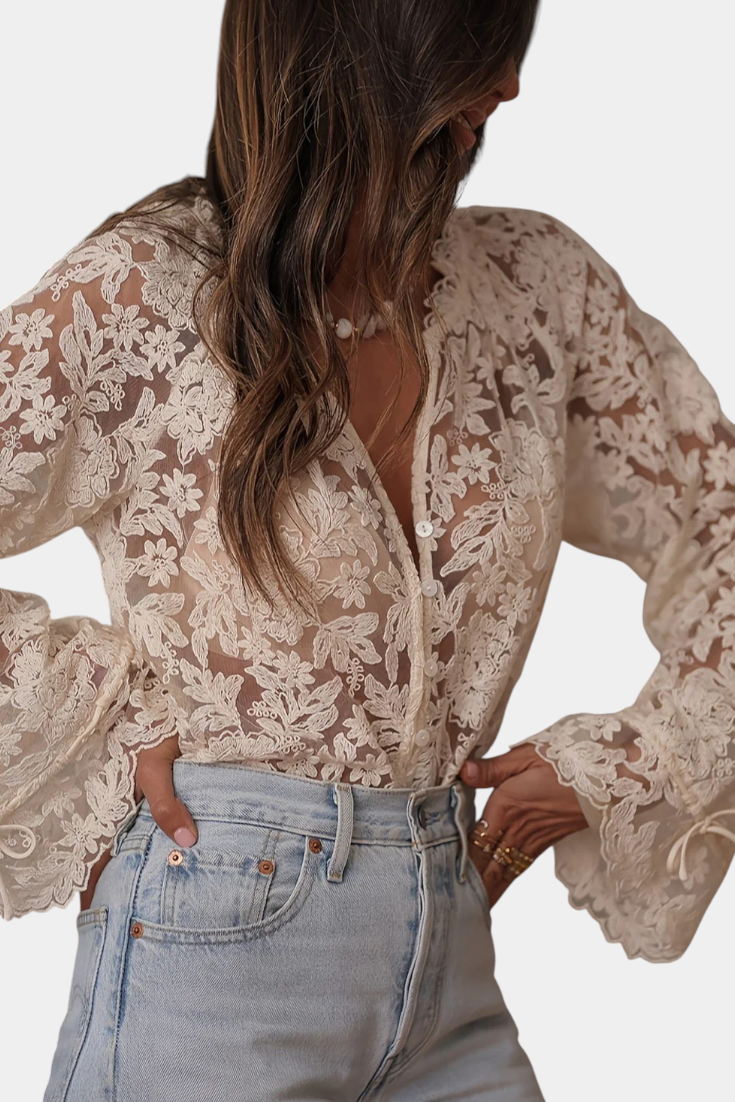 ANTONELLA | BLUSA TRANSPARENTE BORDADA
