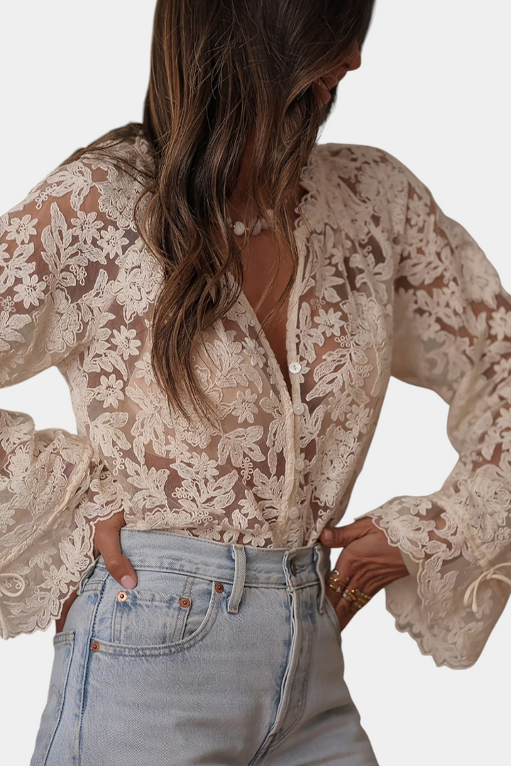 ANTONELLA | BLUSA TRANSPARENTE BORDADA