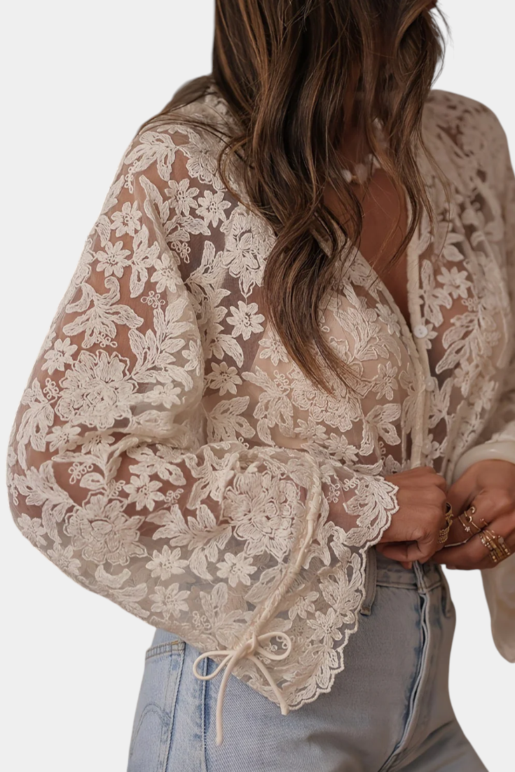 ANTONELLA | BLUSA TRANSPARENTE BORDADA