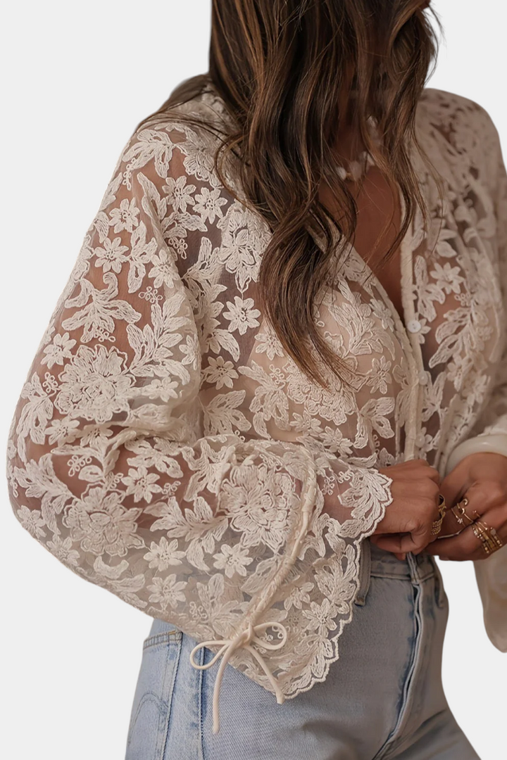 ANTONELLA | BLUSA TRANSPARENTE BORDADA