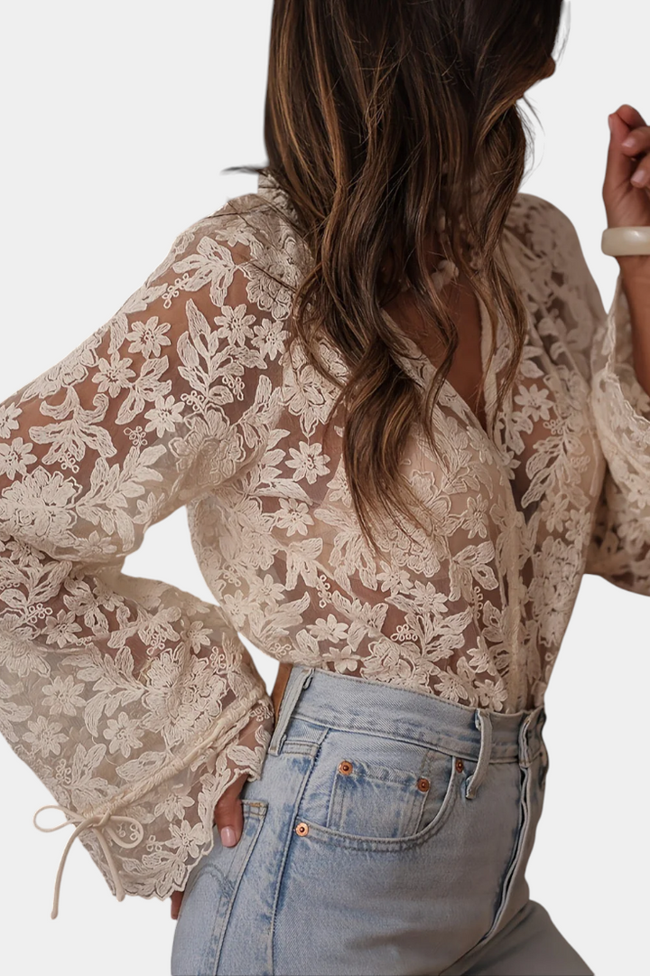 ANTONELLA | BLUSA TRANSPARENTE BORDADA