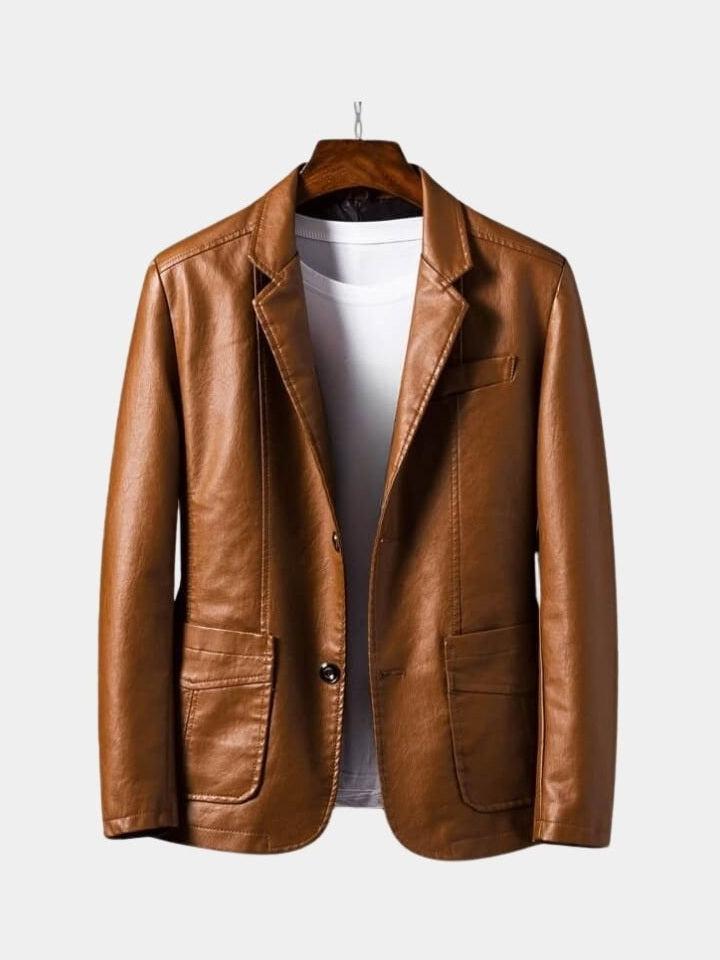 Jonás™ | Chaqueta de cuero color caramelo