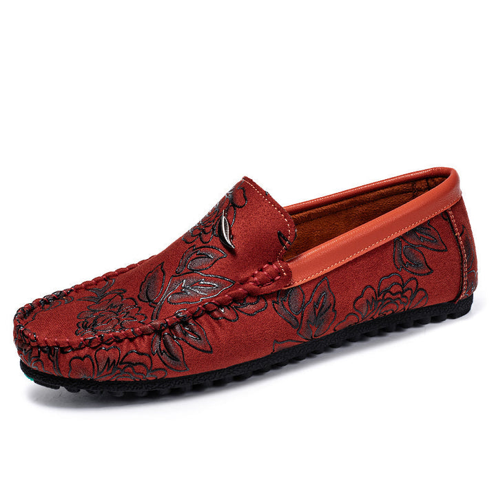 Mocasines florales de piel