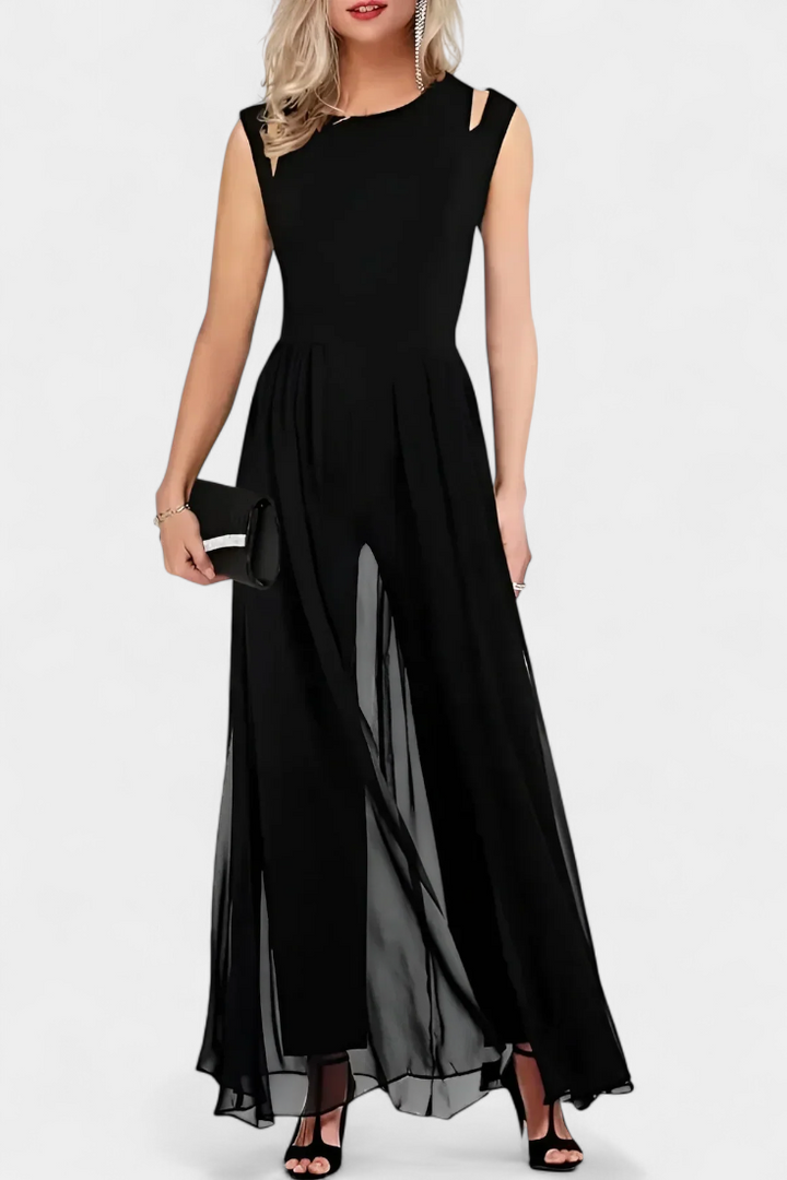 Nadia Mono Elegante sin Mangas con Transparencia Frontal