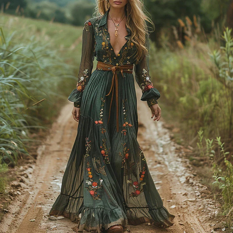 Auré™ | Vestido Maxi Floral Boho