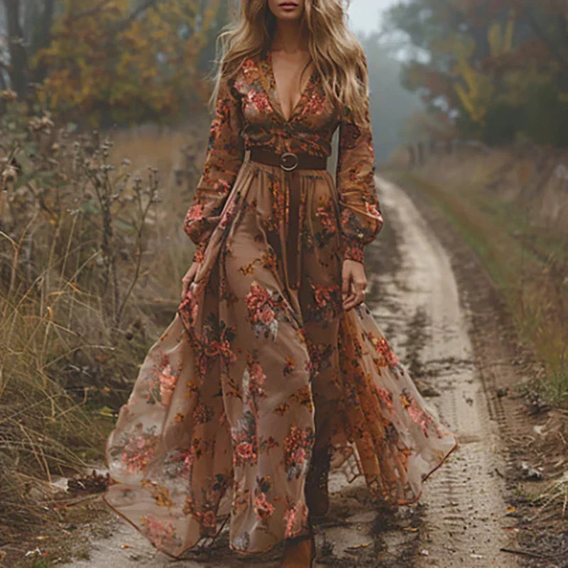 Auré™ | Vestido Maxi Floral Boho