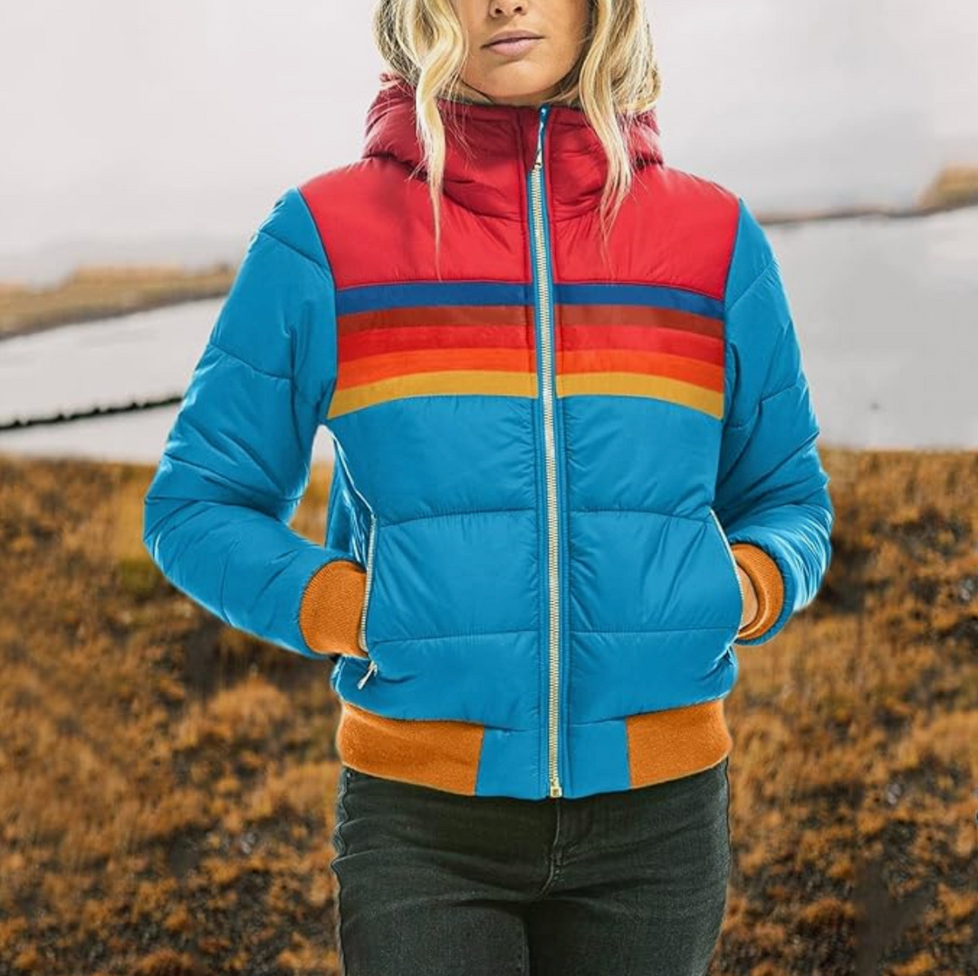 Ines | Chaqueta Retro con Capucha de Piel