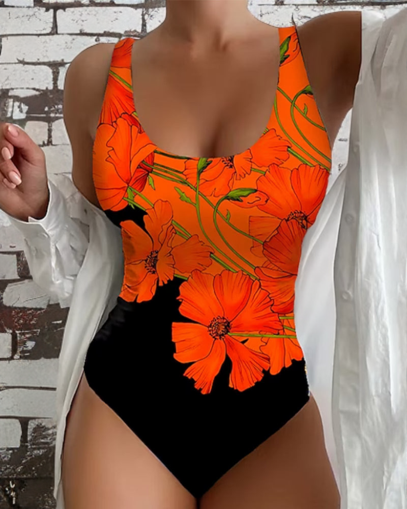 Lucy - Elegante traje de baño de una pieza con estampado de flores