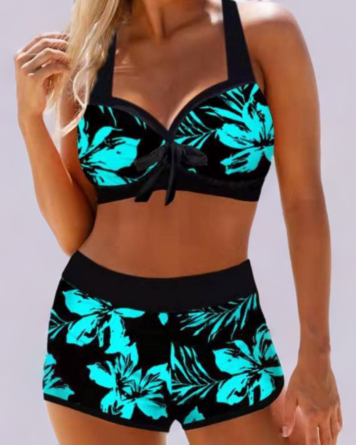 Sherrie - Traje de baño de cintura alta con estampado floral