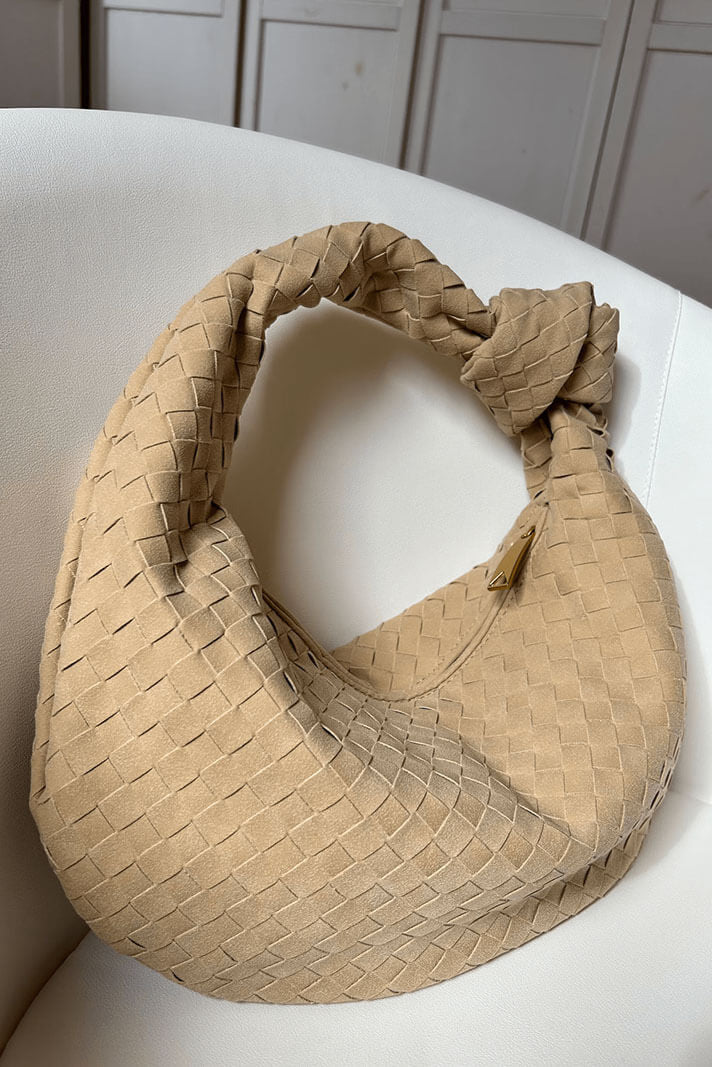 Lila Bolso Mediano Tejido con Detalle de Nudo