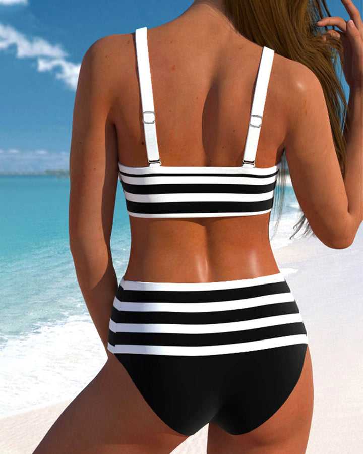 Laluna® | Bikini a Rayas de Cintura Alta