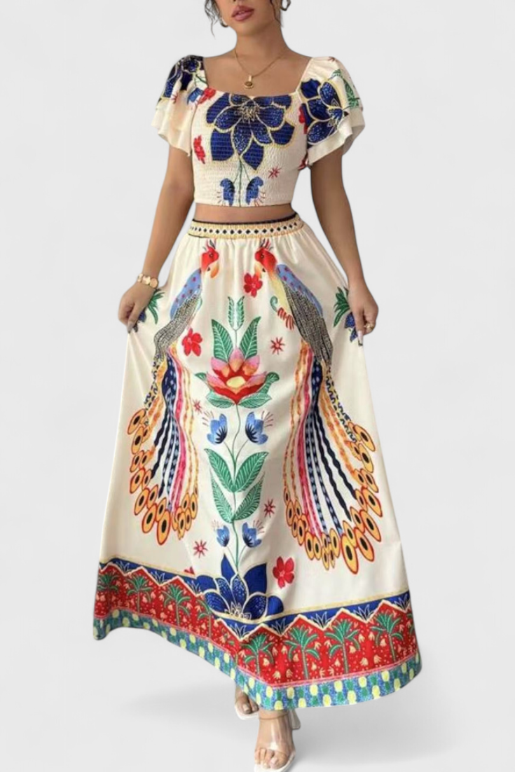 Itzel Conjunto Bohemio con Estampado Étnico