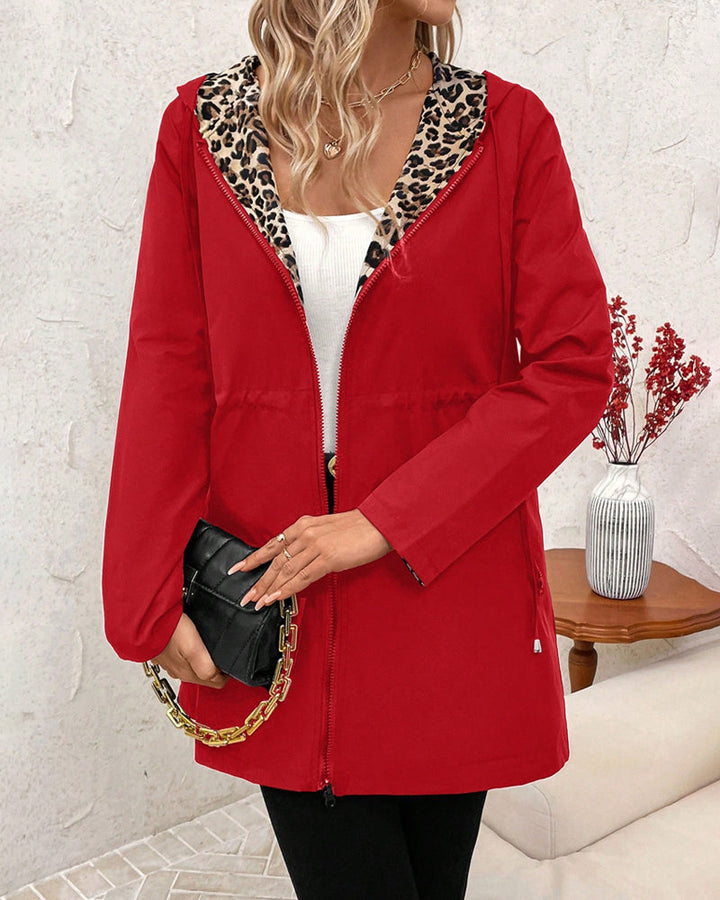 Elena | Chaqueta reversible con estampado de leopardo