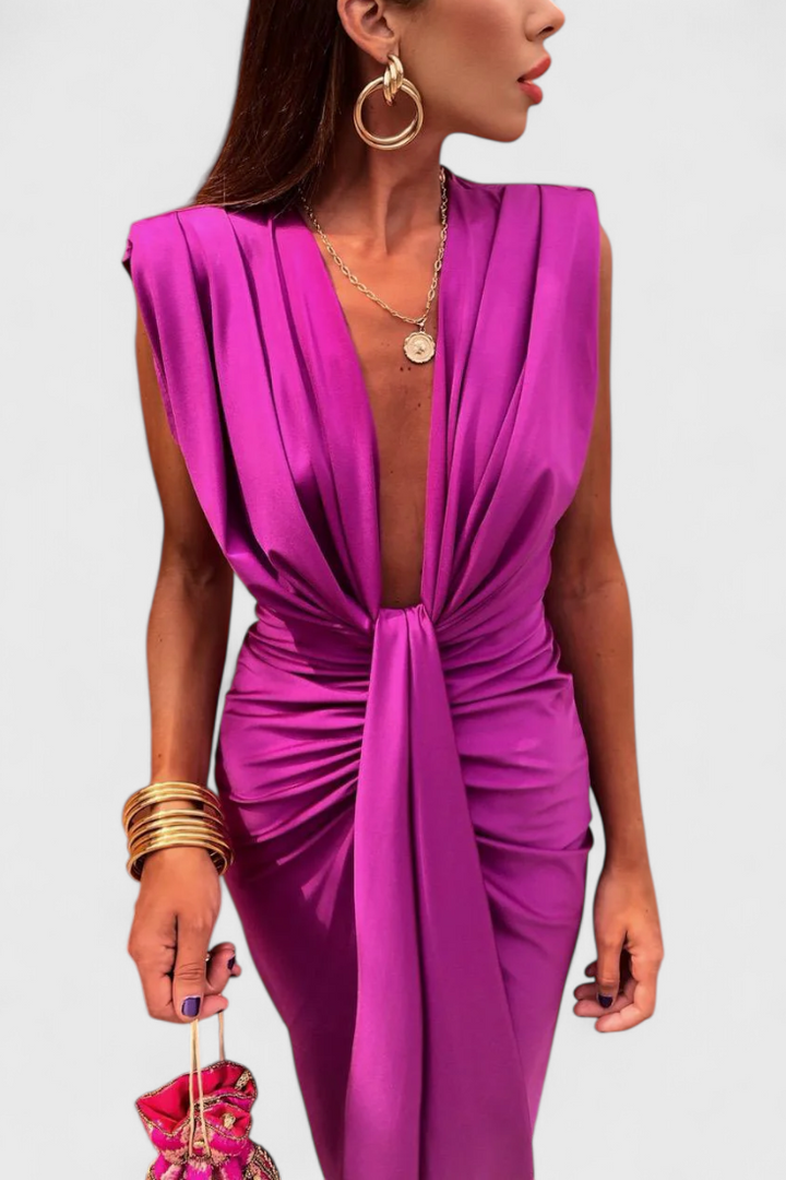 Vestido midi Lakisha con escote profundo