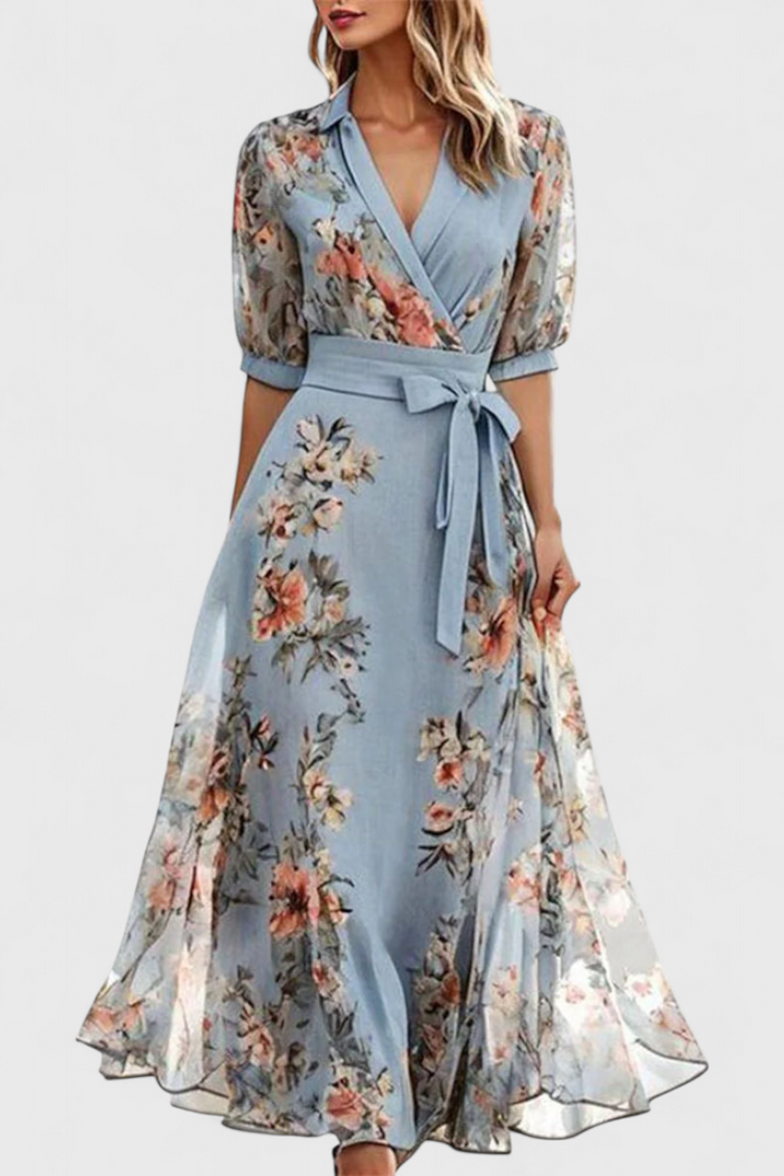 Arlet Midi Dress Floral with V-Neck and Feminine Silhouette