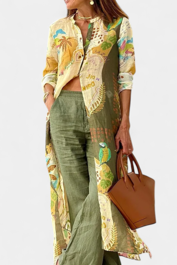 Conjunto de lino coordinado Melvina con estilo atemporal