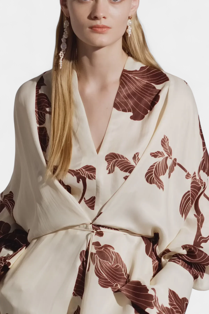 Claribel Kimono Dress with Origami Print