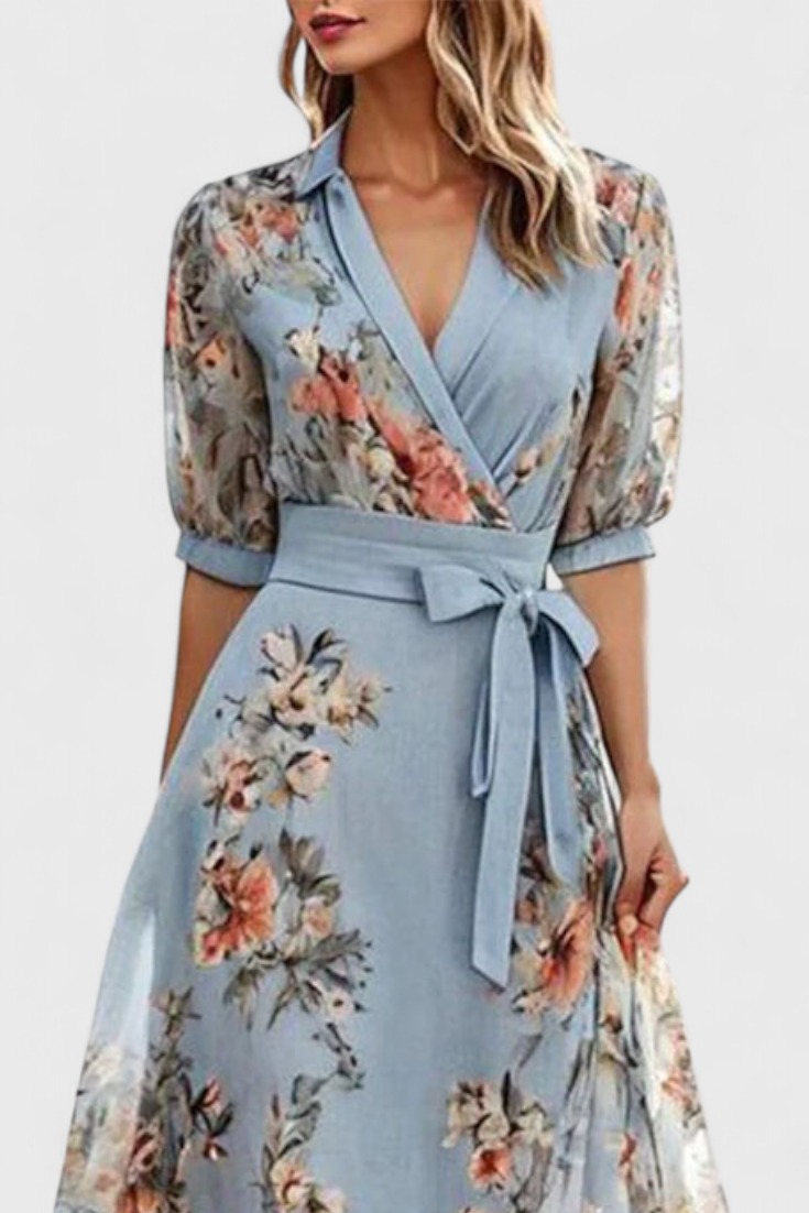 Arlet Midi Dress Floral with V-Neck and Feminine Silhouette