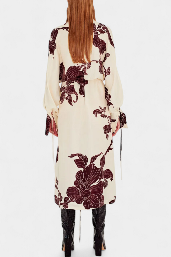 Claribel Kimono Dress with Origami Print
