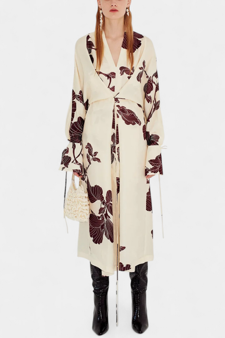 Claribel Kimono Dress with Origami Print