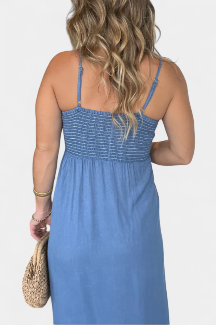 Kailani Vestido Maxi con Volantes y Nudo Frontal