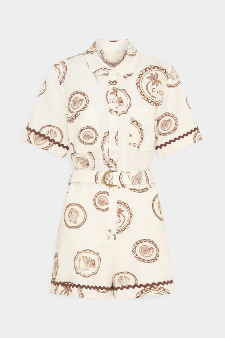 Camiseta Mono Seashell con Detalle de Concha y Botones