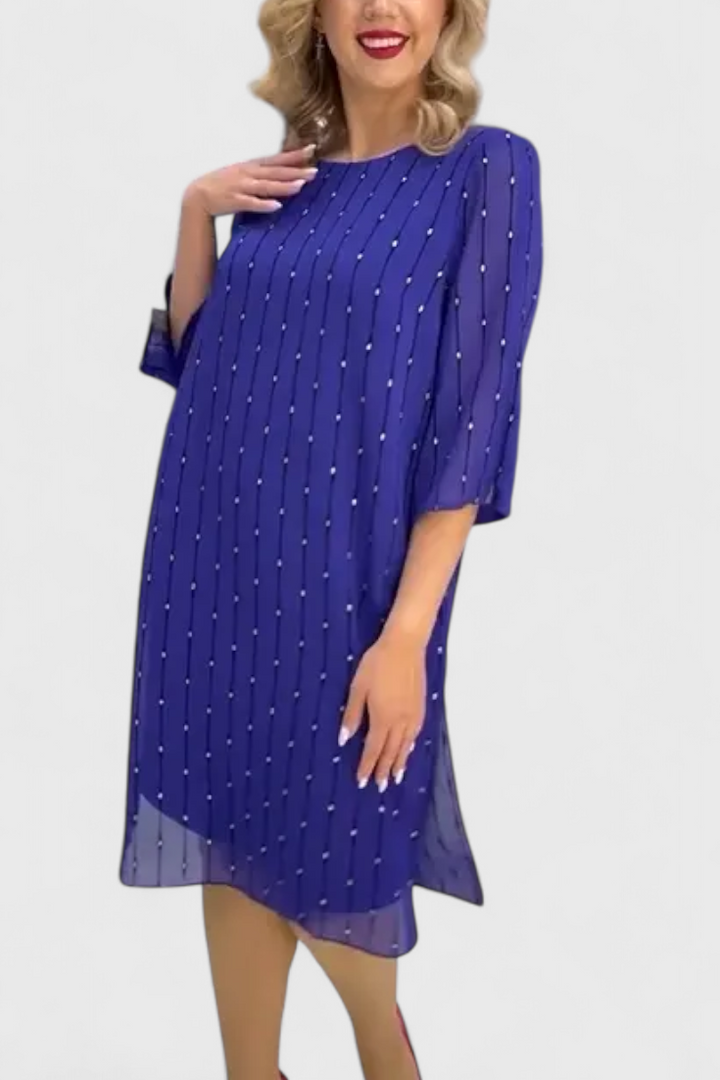 Polly Elegant Chiffon Dress with Classic Cut and Fluid Fall